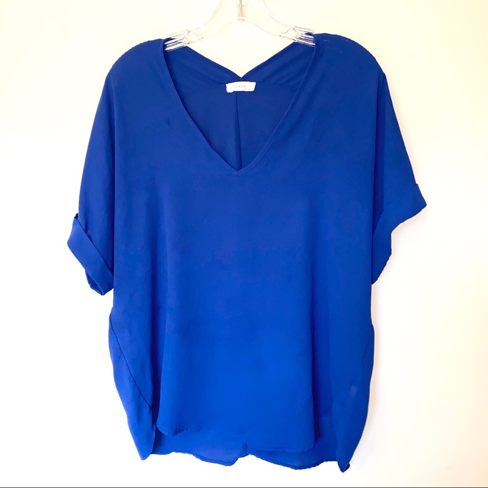 Nordstrom Lush Royal Blue Flowy V-Neck Blouse S